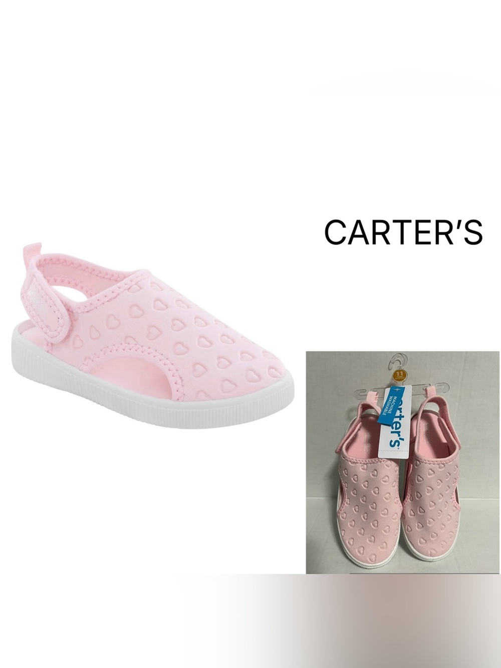 CARTER’S - 11 - NWT - GIRLS PINK HEART WATER SHOES / SWIMWEAR